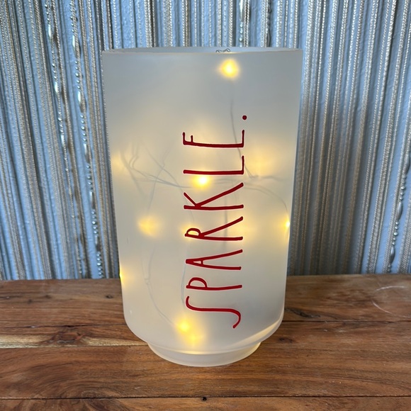 Rae Dunn Frosted Glass Vase/Candle Holder - White and Red - Picture 5 of 6